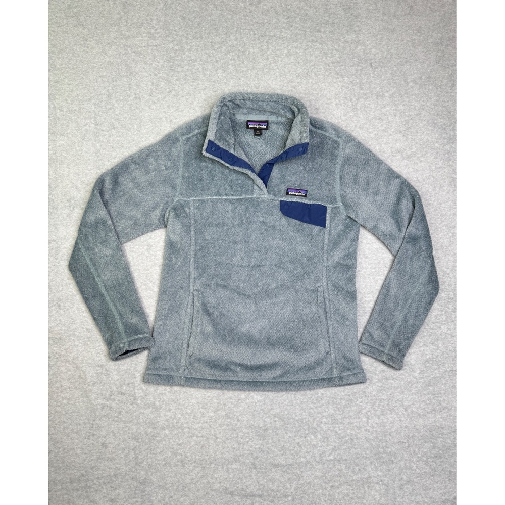Patagonia Womens Re-Tool Snap-T Fleece Pullover Blue Gray Size Medium Polartec